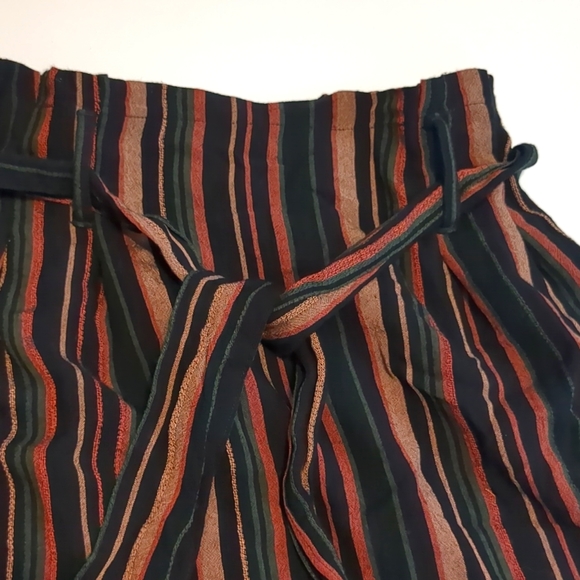 American Eagle Small Striped Earth Tones Mini Skirt with Belt - Picture 3 of 4